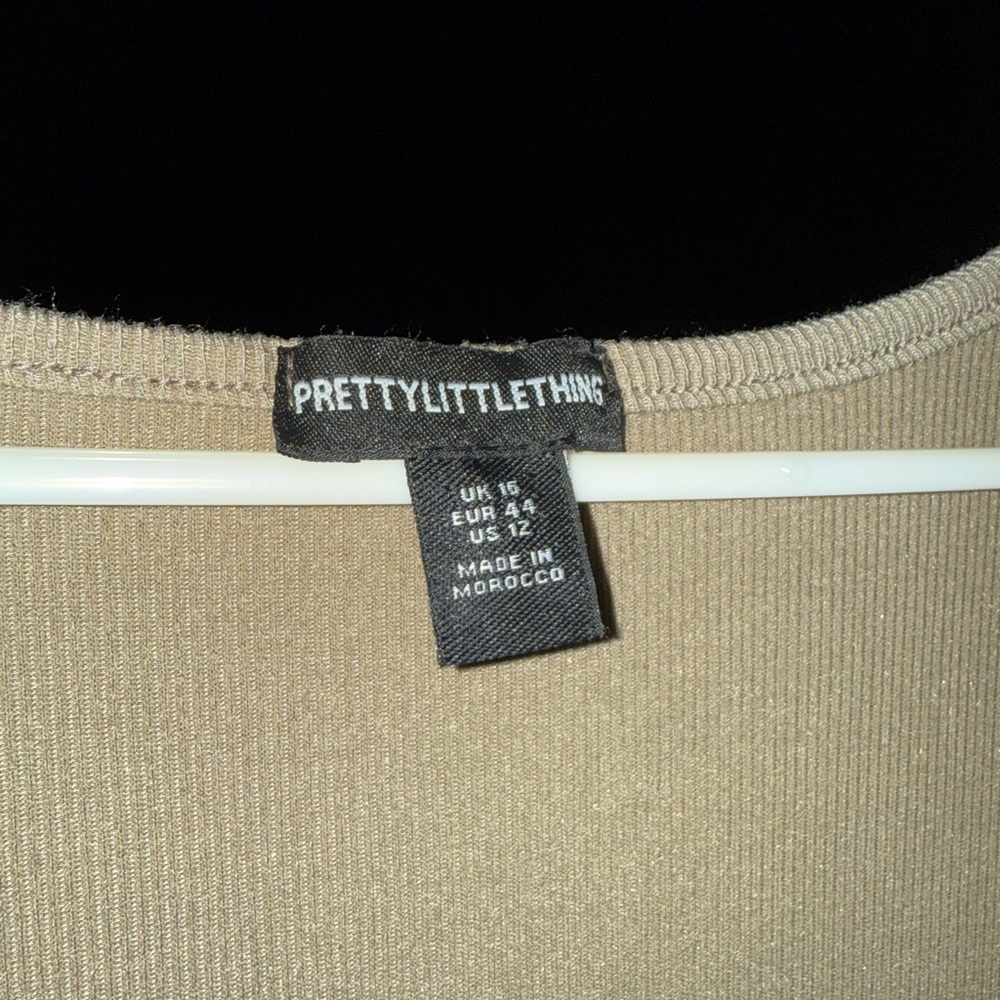 Pretty Little Things Maxi Dress Beige Slit Sexy Stiching Around The Chest EUC